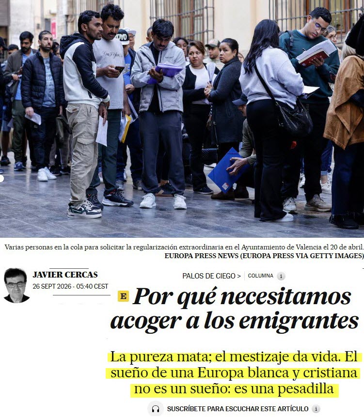 El Pais del PSOE contra la Europa blanca
